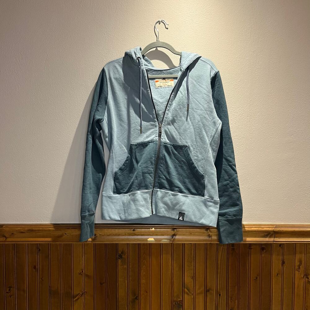 American Giant Women's Full Zip Hoodie Sz M Colorblock Blue Teal Activewear